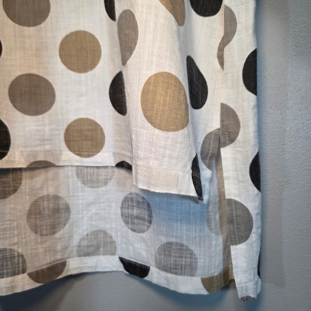 100% Cotton Relaxed Fit Top Large Neutral Polka Dot Minimal Oversize Pullover - Picture 5 of 9